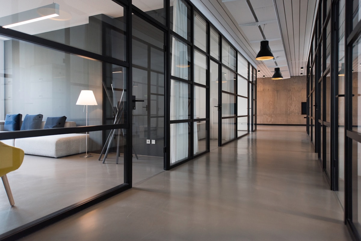 Executive office with laptop and notebook